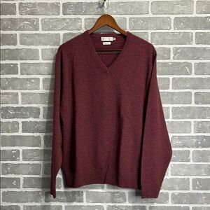 Peter Millar Burgundy V-Neck Sweater Luxe Blend 90% Wool 10% Cashmere Mens Med